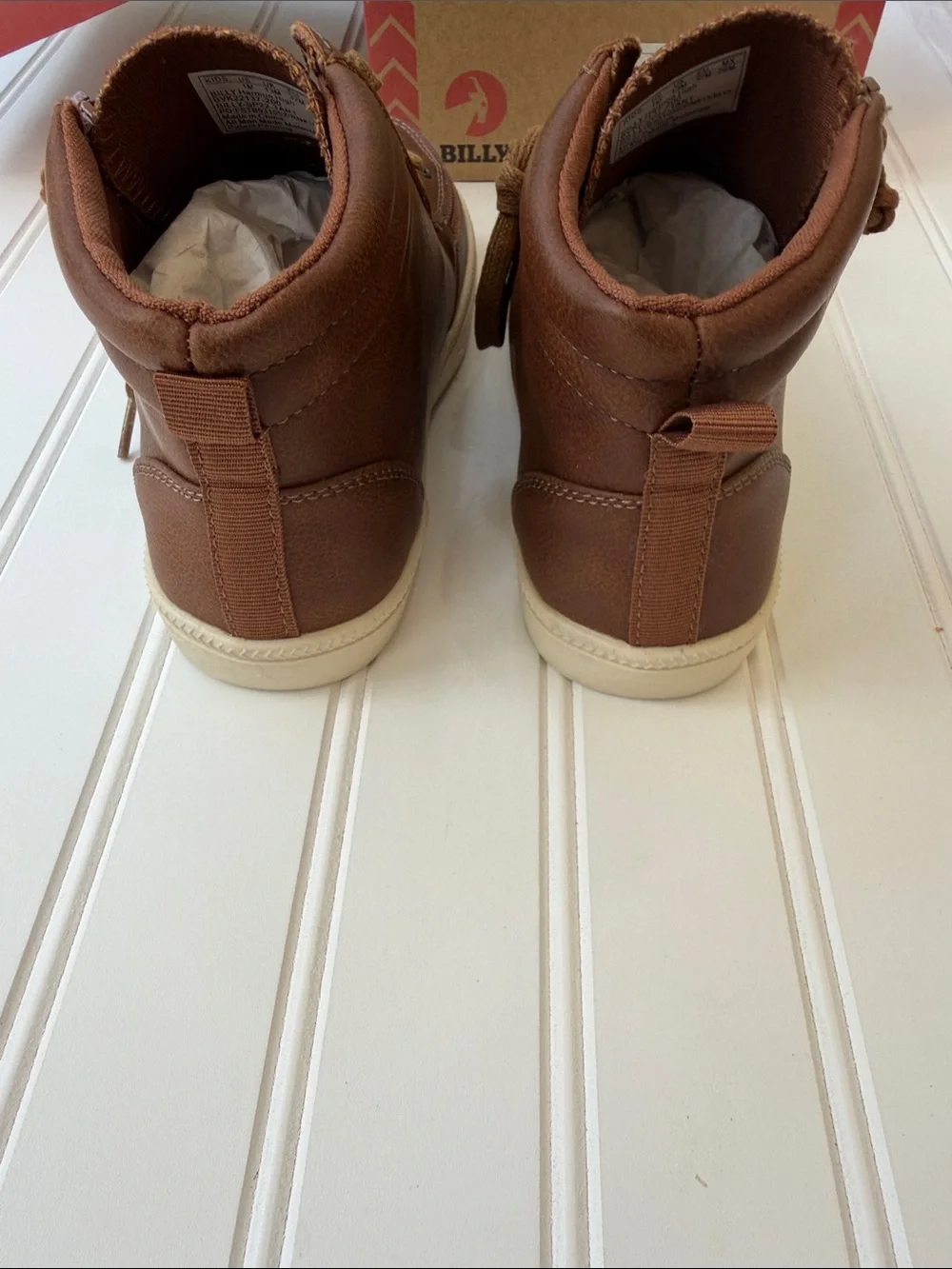 Kids Brown Lace-Up High-Top Boots